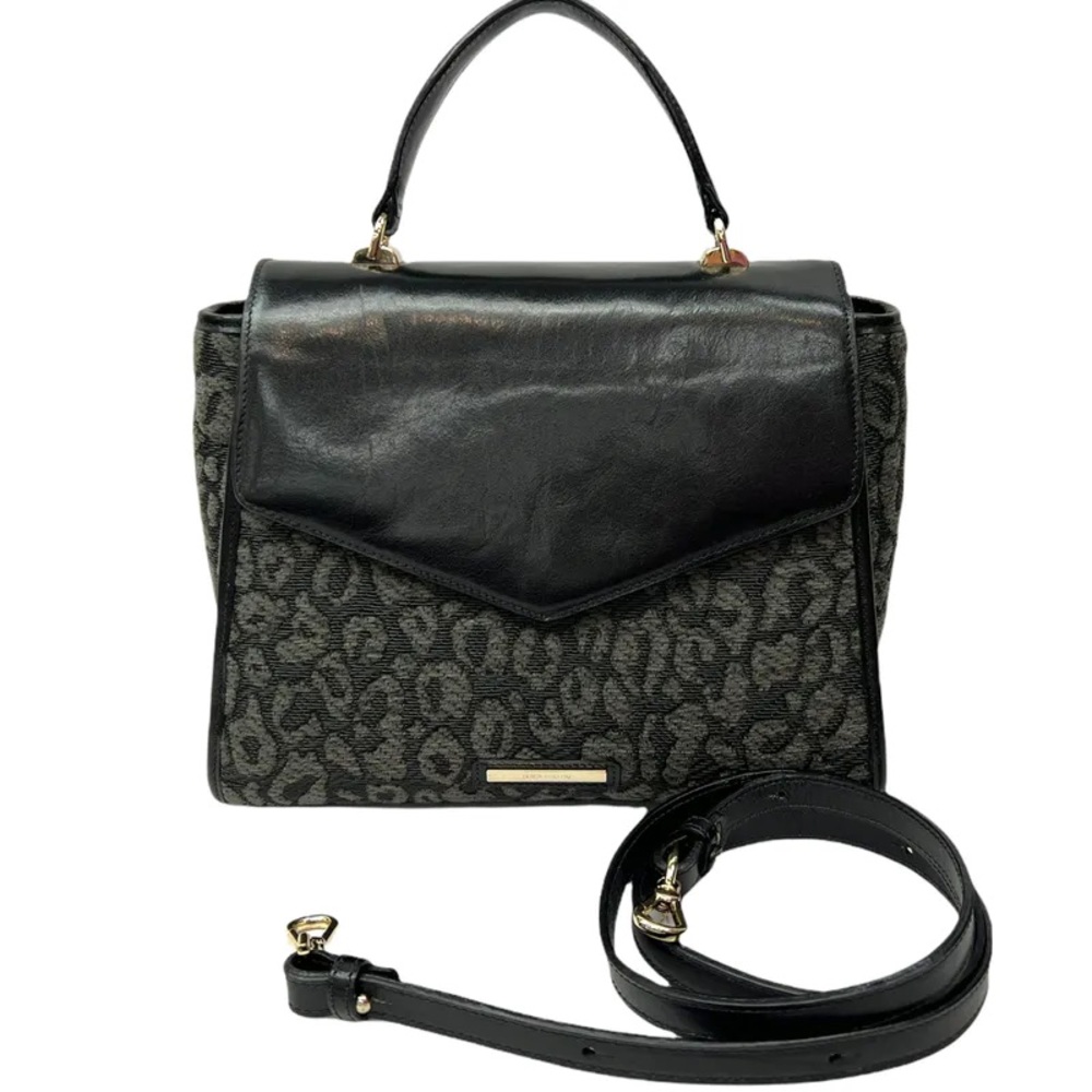 BRAHMIN LEOPARD FLAP HANDBAG SATCHEL WITH CROSSBODY STRAP